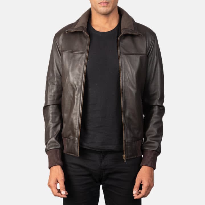 Air Rolf Leather Bomber Jacket - Brown finest raw materials