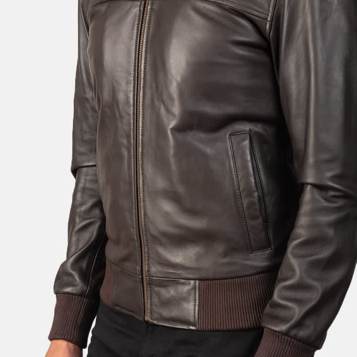 Air Rolf Leather Bomber Jacket - Brown sizes that fit all