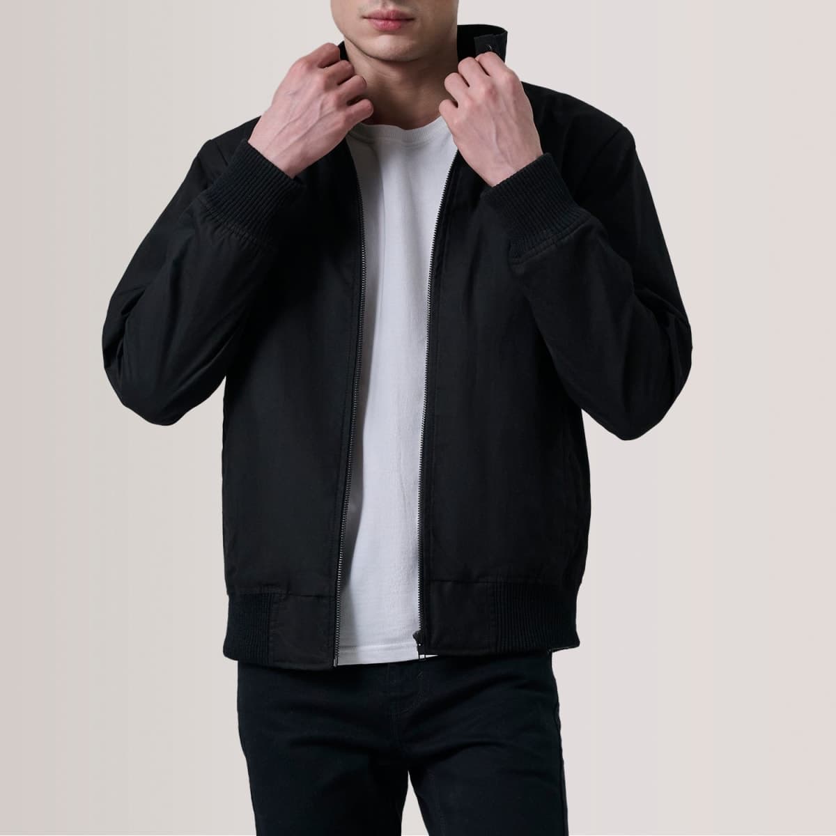 Morrison Men's Black Waxed Canvas Flannel Bomber Jacket sizes that fit all