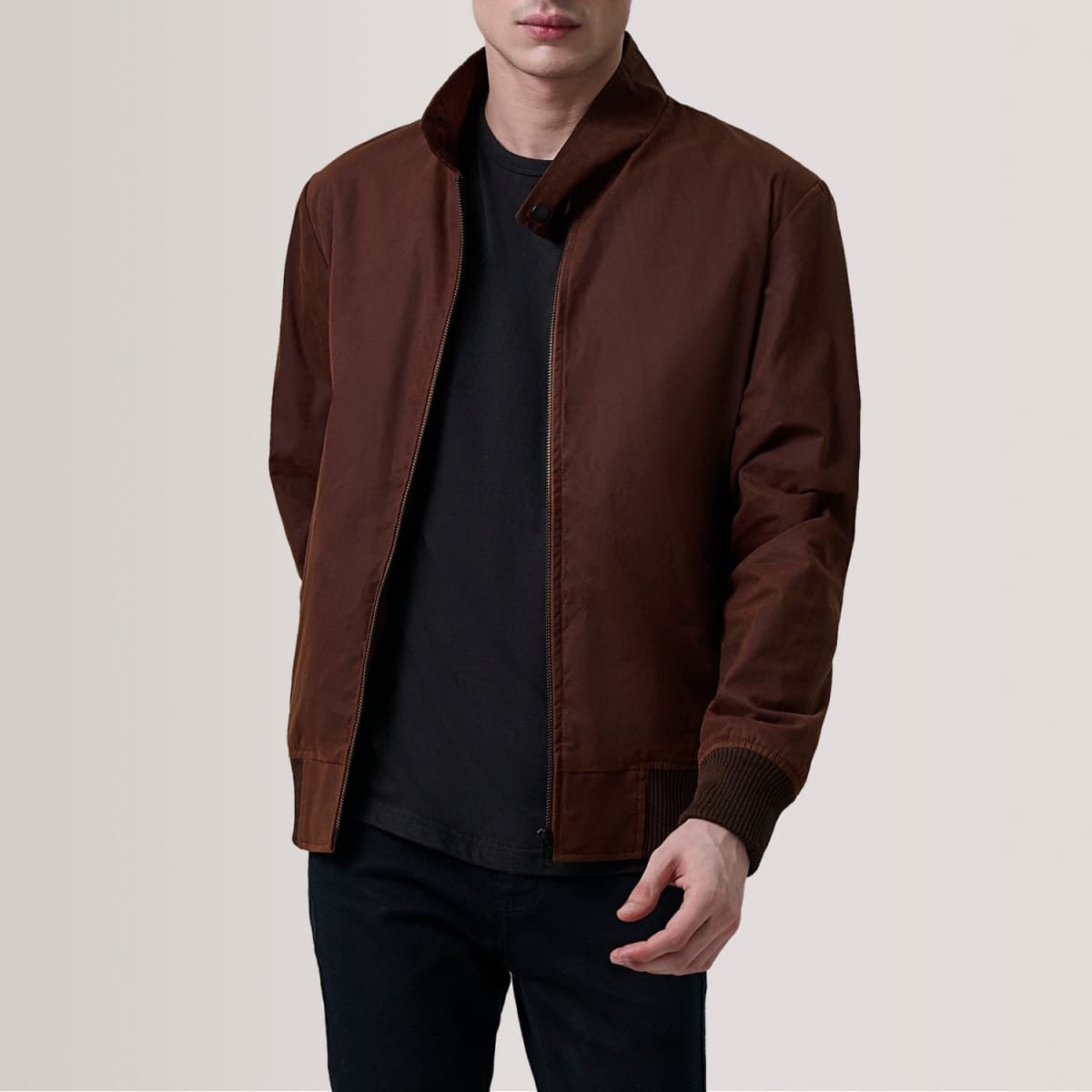 Morrison Men's Brown Waxed Canvas Flannel Bomber Jacket sizes that fit all