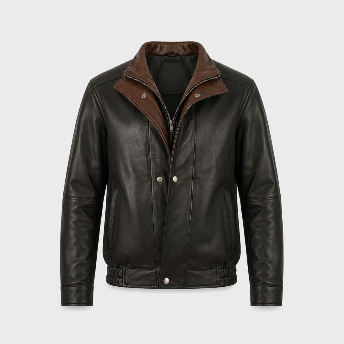 Alfred Men's Brown Sheepskin Leather Bomber Jacket sizes that fit all
