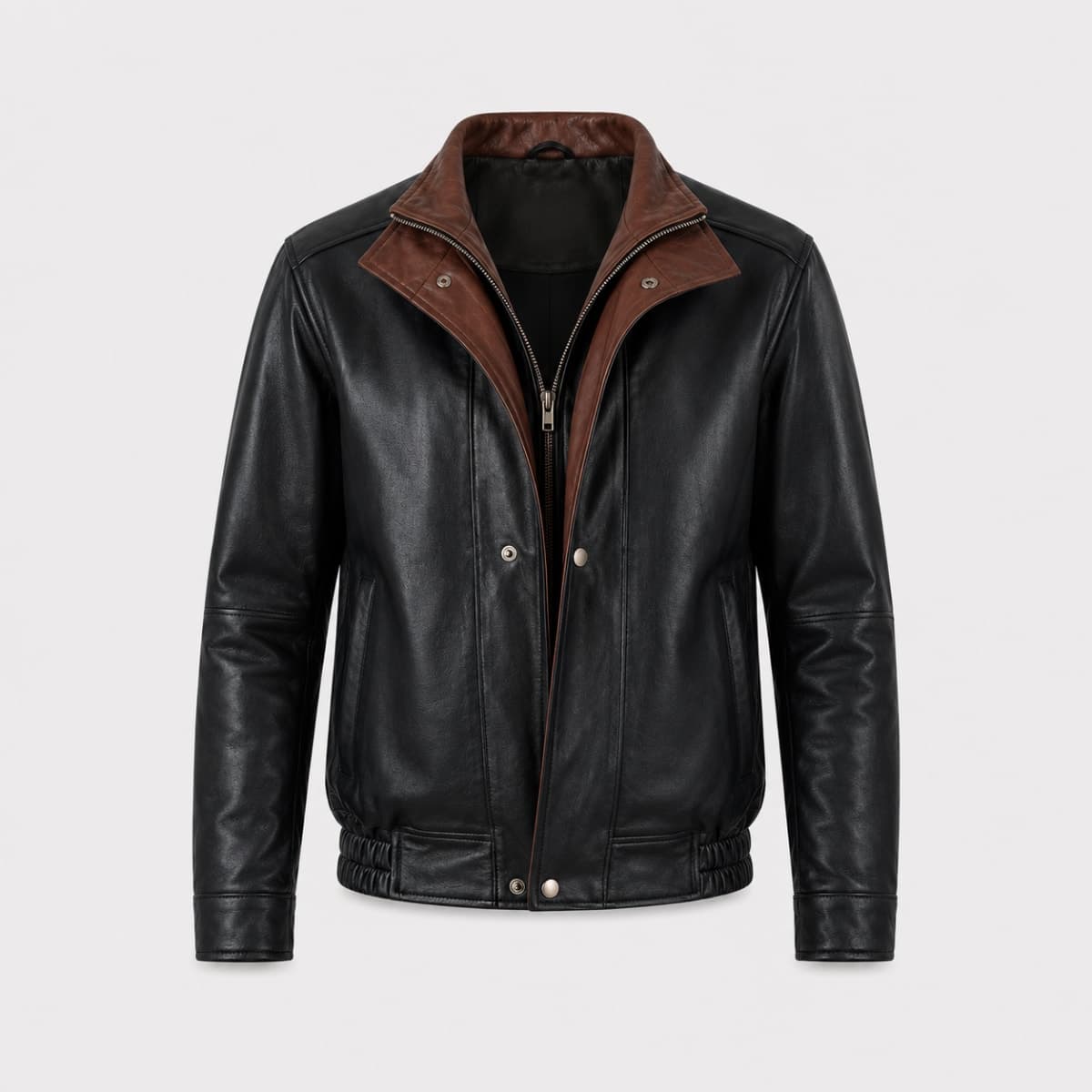 Alfred Men's Black Sheepskin Leather Bomber Jacket sizes that fit all