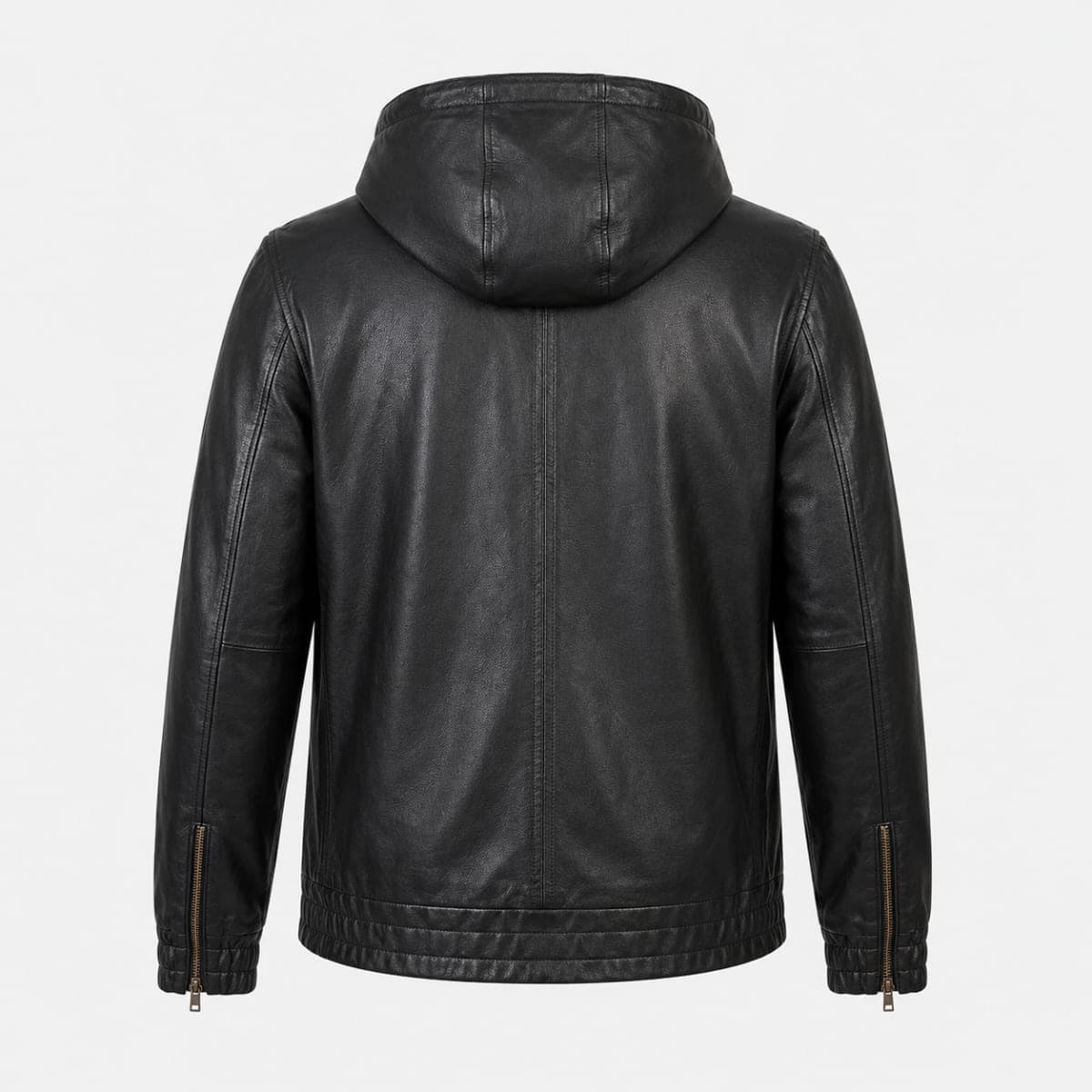 Kenton Men's Black Hooded Sheepskin Leather Pullover Jacket finest raw materials