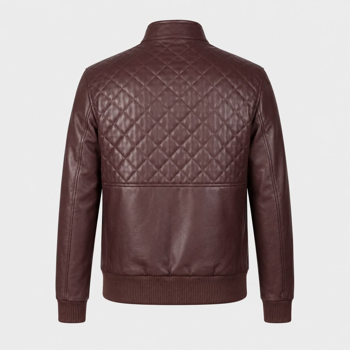 Moda Men's Maroon Aniline Sheepskin Leather Bomber Jacket finest raw materials