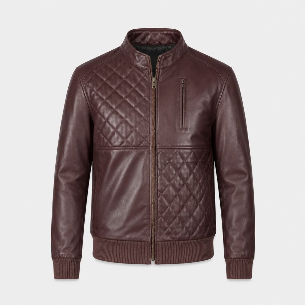 Moda Men's Maroon Aniline Sheepskin Leather Bomber Jacket sizes that fit all