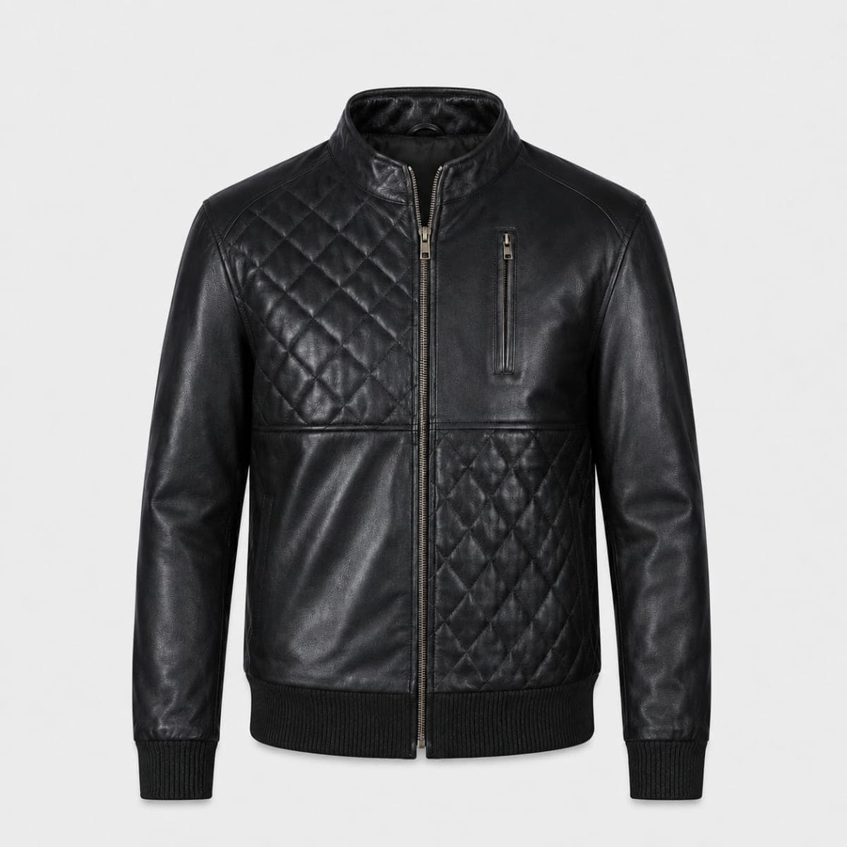Moda Men's Black Aniline Sheepskin Leather Bomber Jacket sizes that fit all