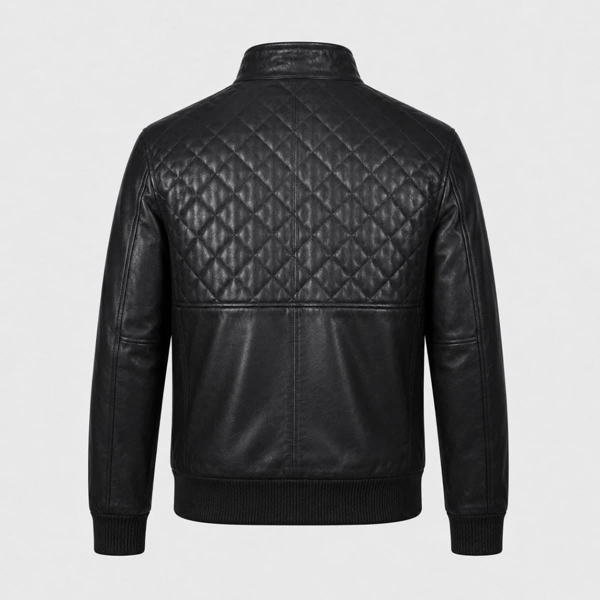 Moda Men's Black Aniline Sheepskin Leather Bomber Jacket finest raw materials
