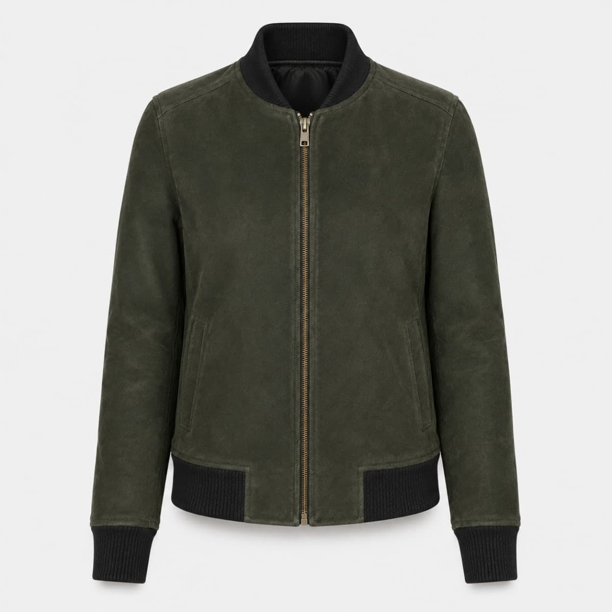 Bliss Women's Green Suede Bomber Jacket sizes that fit all