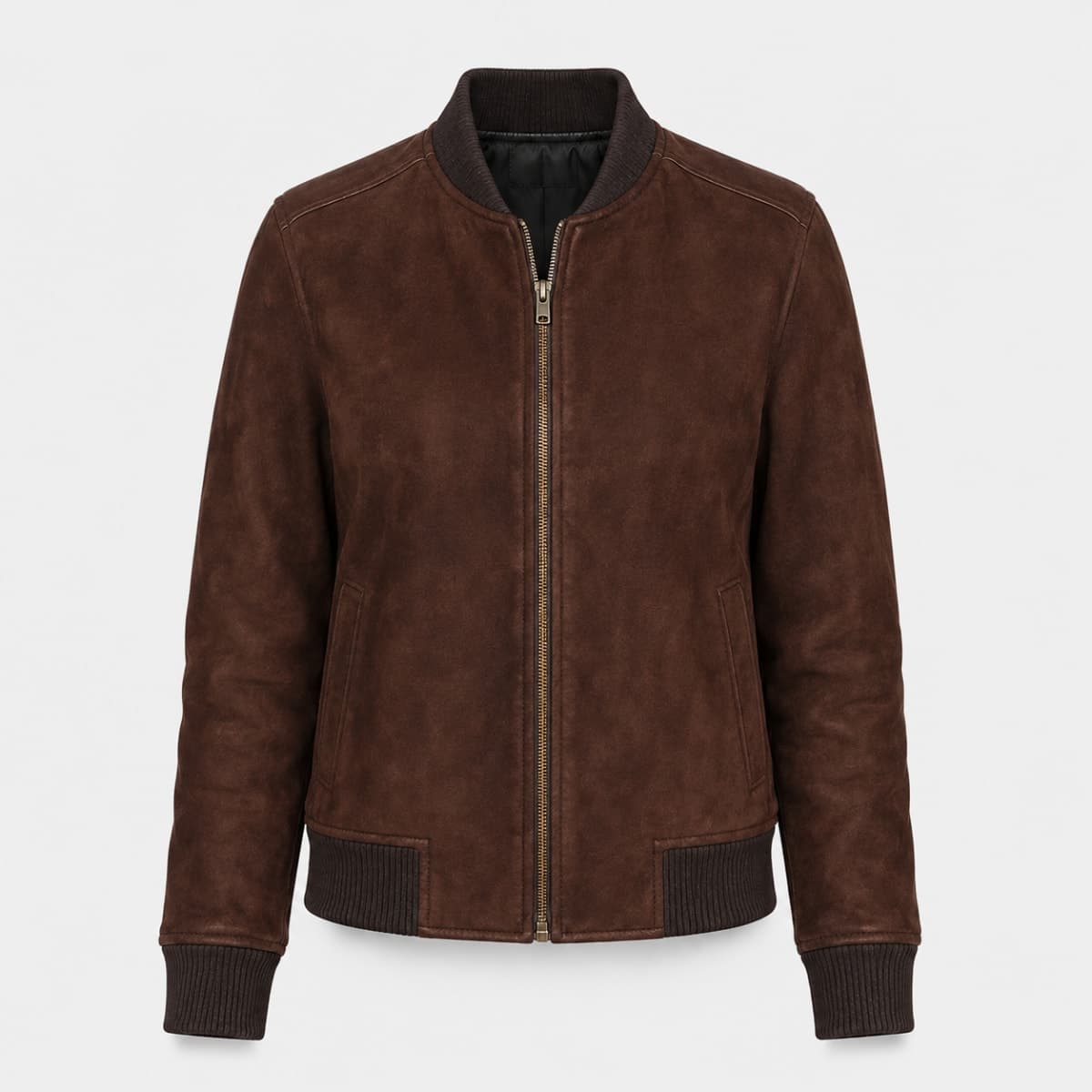Bliss Women Brown Suede Bomber Jacket sizes that fit all