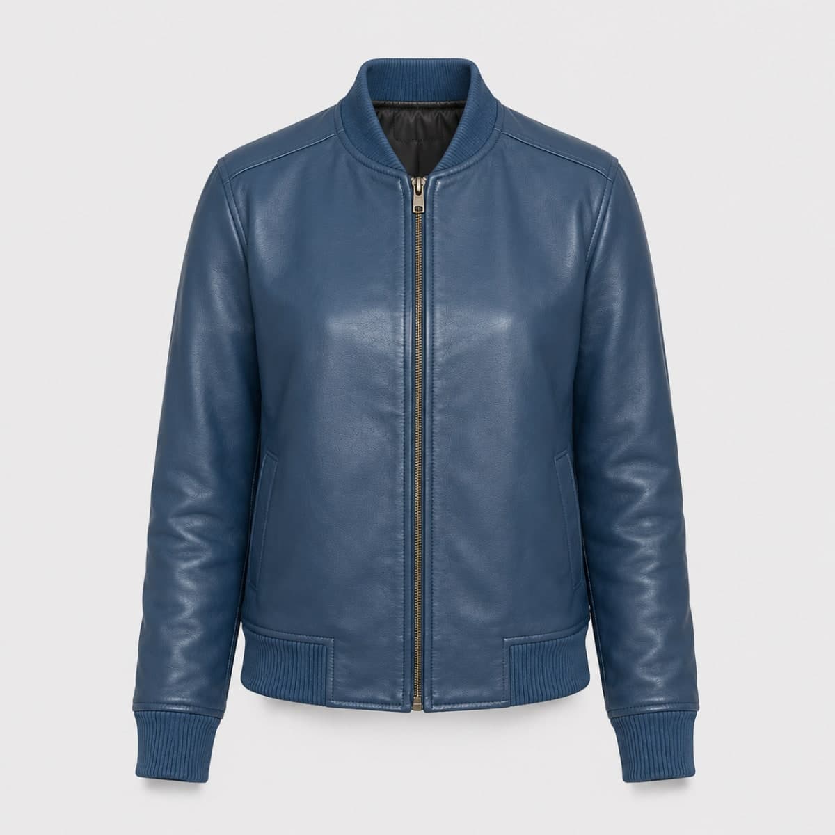 Women's Bliss Blue Sheepskin Leather Bomber Jacket sizes that fit all