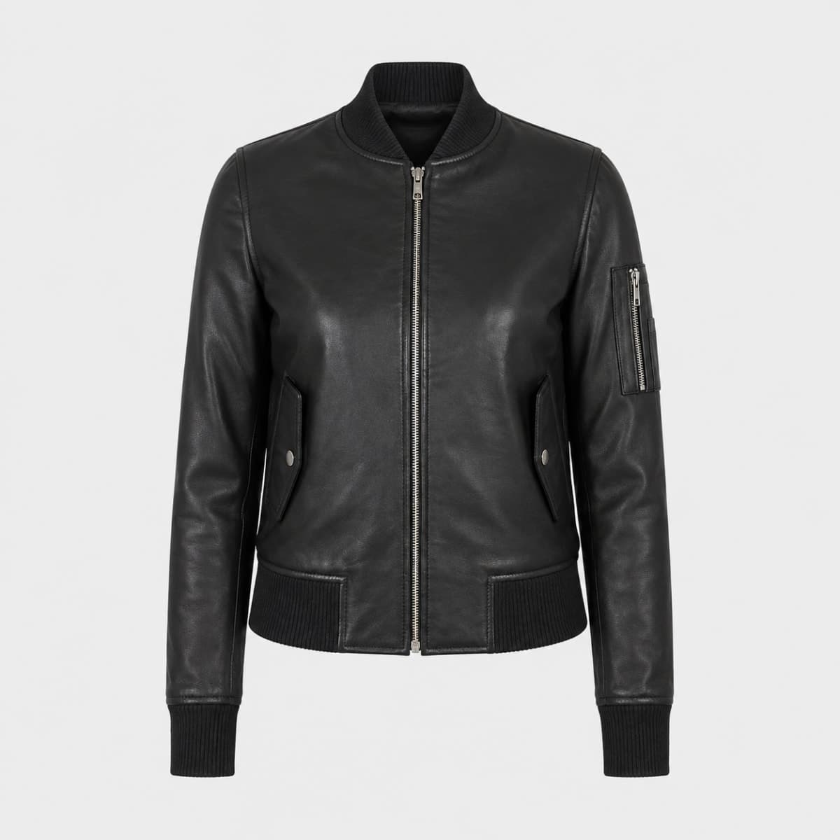 Ava Ma-1 Black Sheepskin Leather Bomber Jacket sizes that fit all