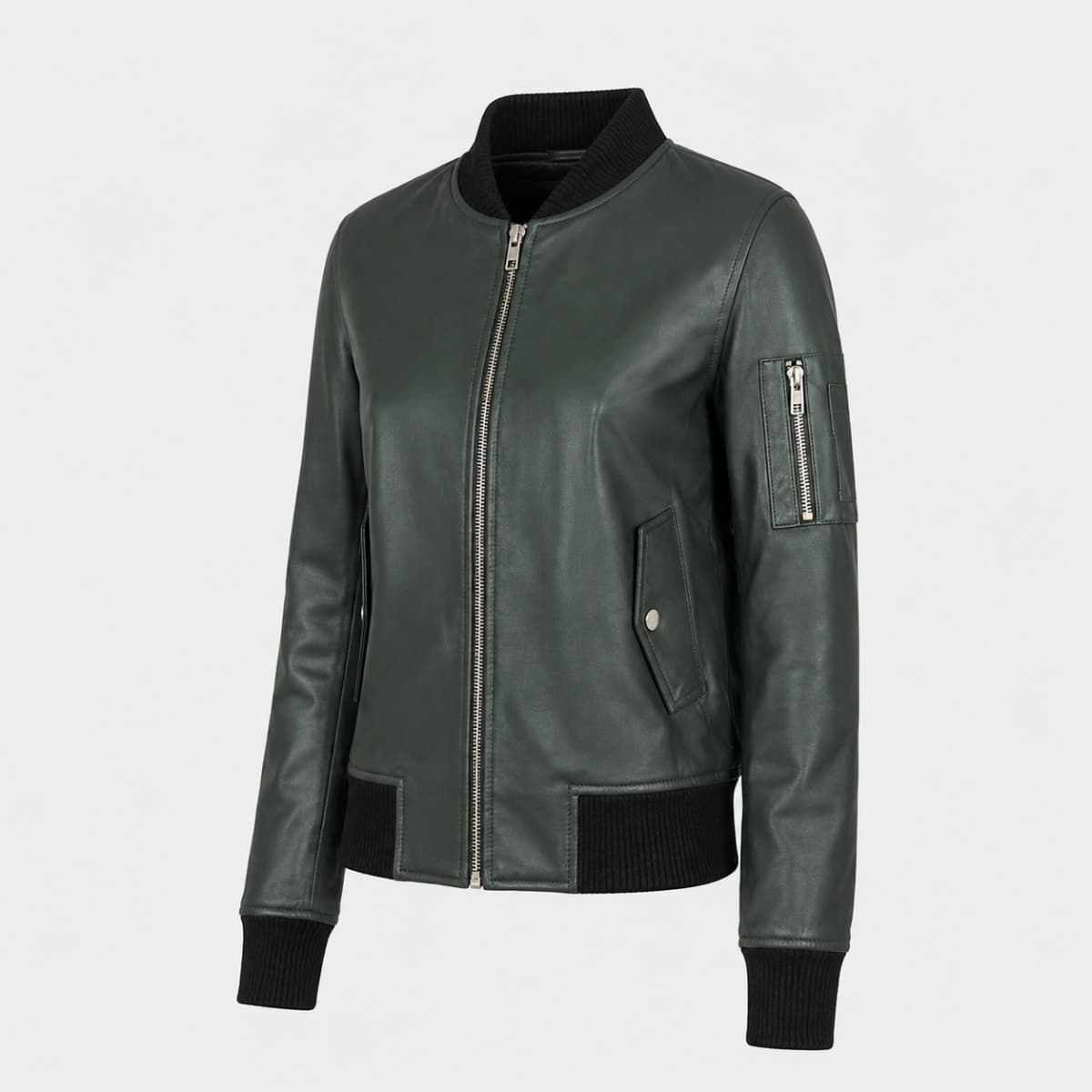 Ava Ma-1 Green Sheepskin Leather Bomber Jacket finest raw materials