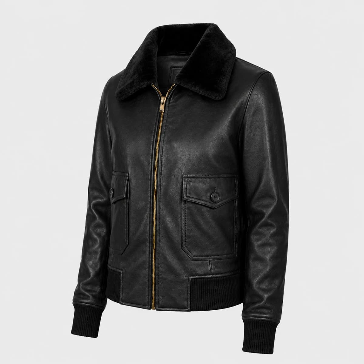 Women's Stella G-1 Black Sheepskin Leather Bomber Jacket finest raw materials