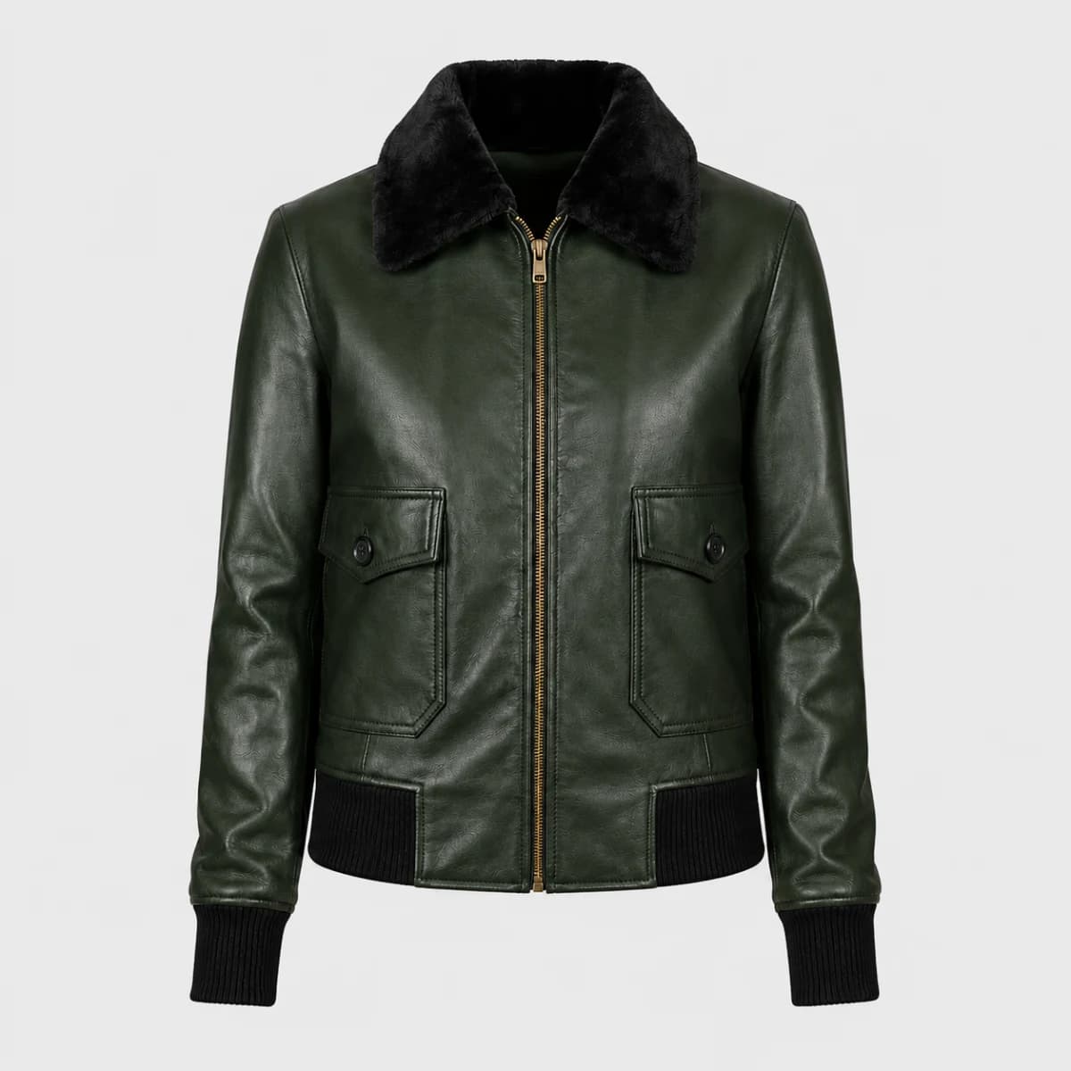 Women's Stella G-1 Green Sheepskin Leather Bomber Jacket sizes that fit all