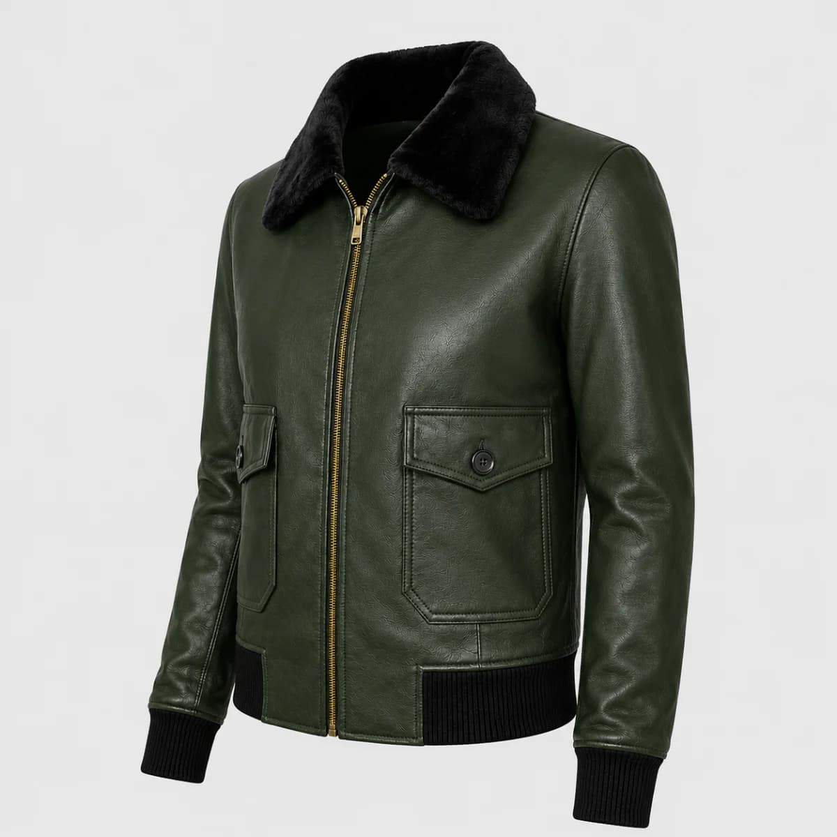 Women's Stella G-1 Green Sheepskin Leather Bomber Jacket finest raw materials