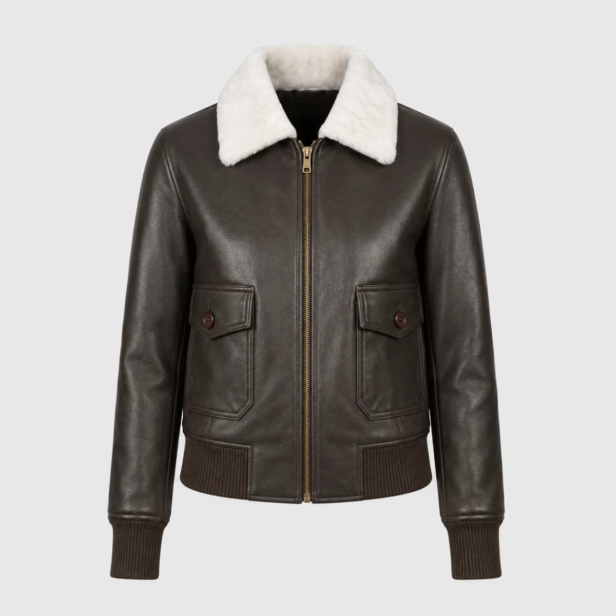 Women's Stella G-1 Brown Sheepskin Leather Bomber Jacket sizes that fit all