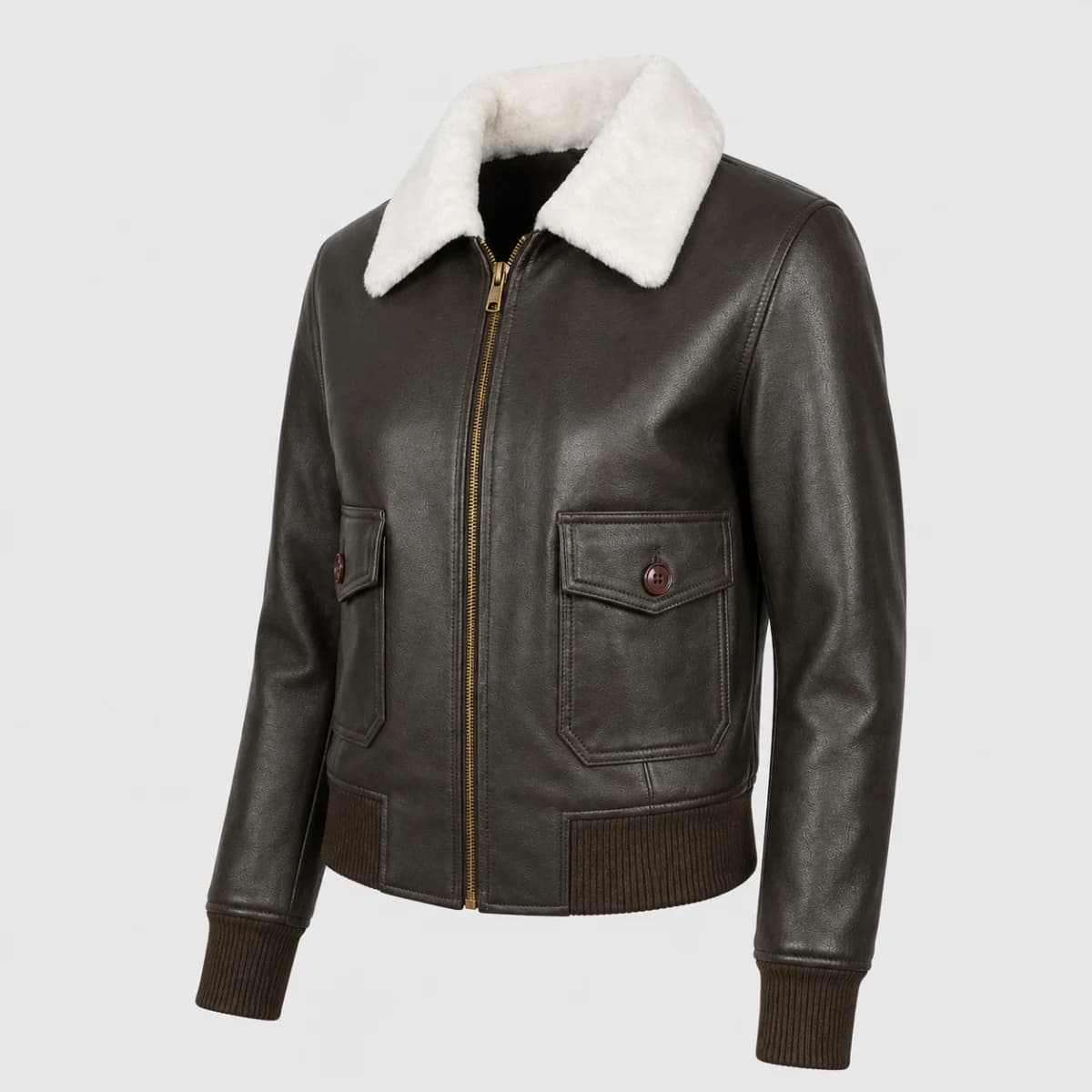 Women's Stella G-1 Brown Sheepskin Leather Bomber Jacket finest raw materials
