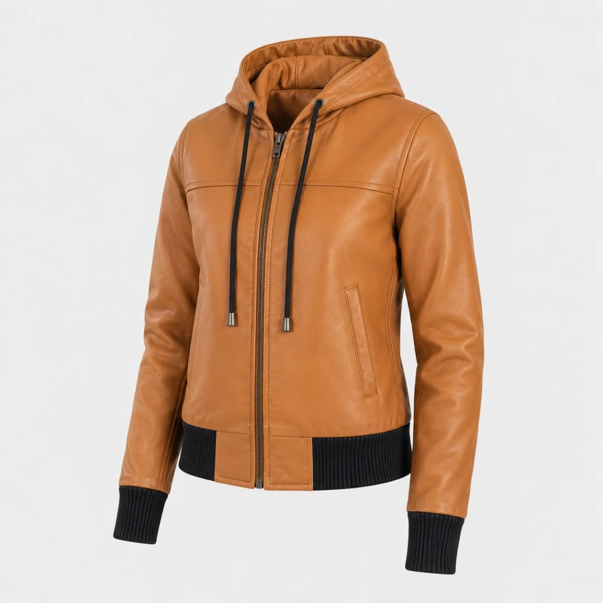 Women's Rebella Yellow Hooded Sheepskin Leather Bomber Jacket finest raw materials
