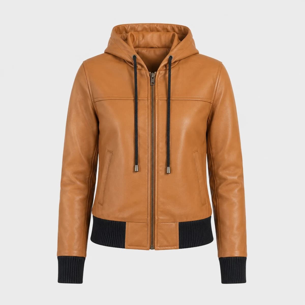Women's Rebella Yellow Hooded Sheepskin Leather Bomber Jacket sizes that fit all