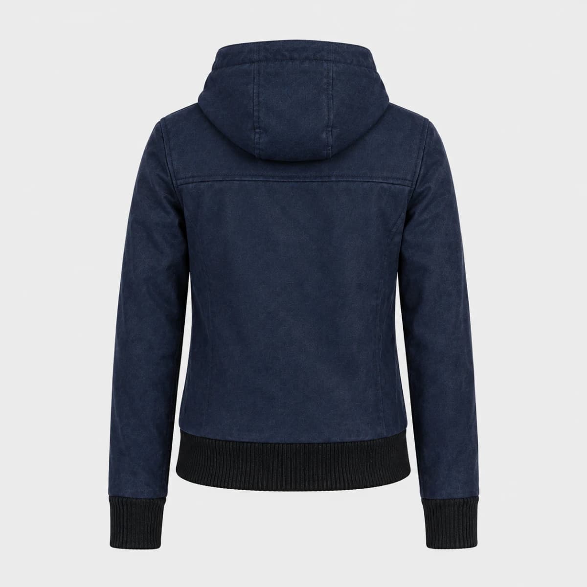 Women's Rebella Blue Hooded Suede Leather Jacket finest raw materials