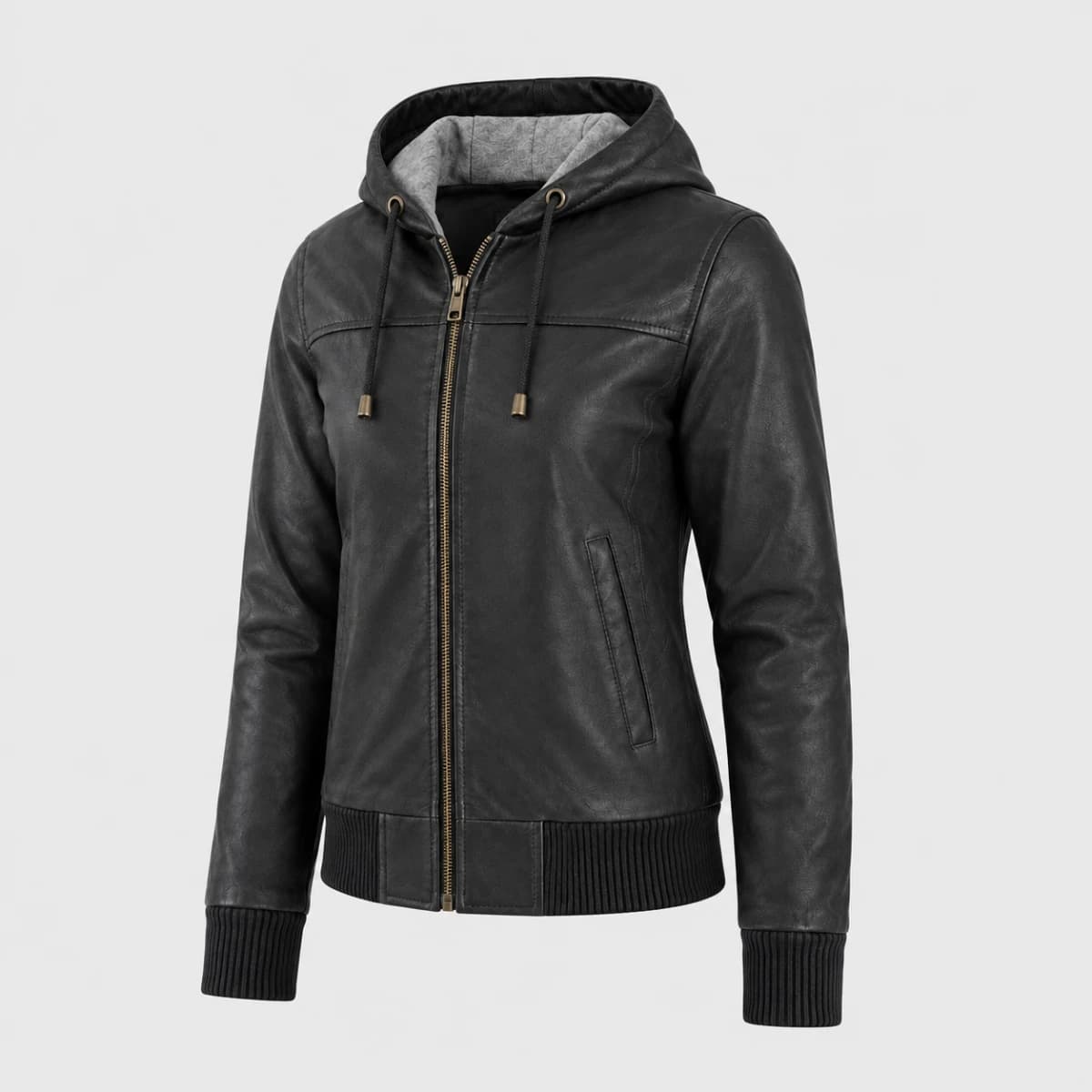 Women's Rebella Black Hooded Sheepskin Leather Jacket finest raw materials