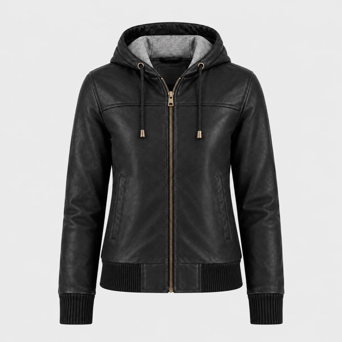 Women's Rebella Black Hooded Sheepskin Leather Jacket sizes that fit all